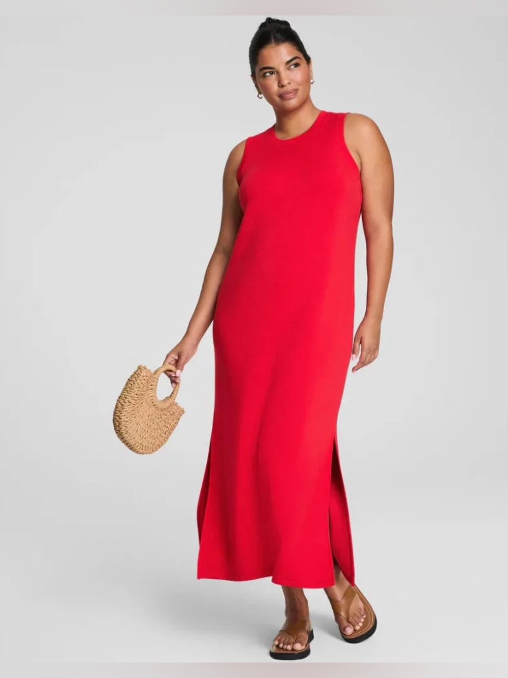 New Spanx Red AirEssentials Midi Dress Sz XS
